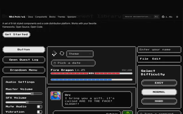8bitcn screenshot