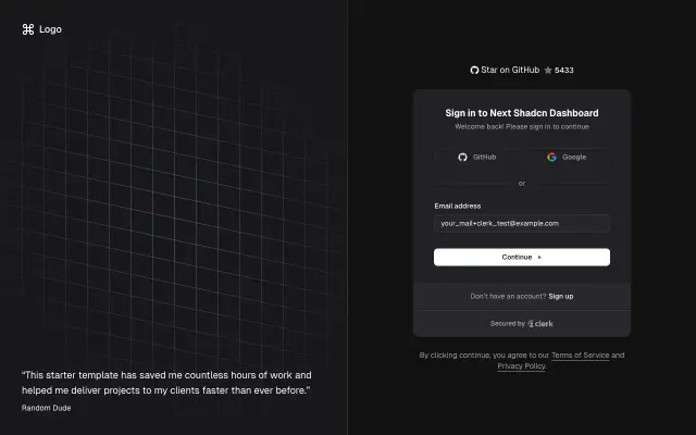 next-shadcn-dashboard-starter screenshot
