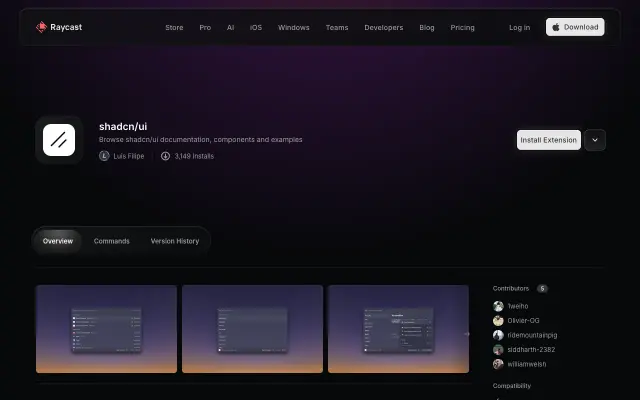 raycast-shadcn screenshot