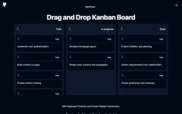 react-dnd-kit + shadcn/ui screenshot