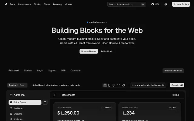 shadcn-blocks screenshot
