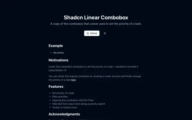 shadcn-linear-combobox screenshot