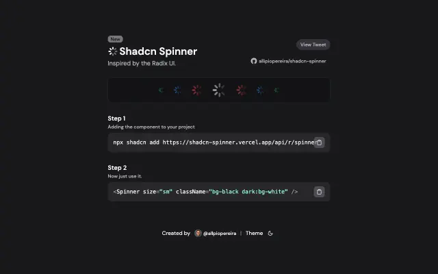 shadcn-spinner screenshot
