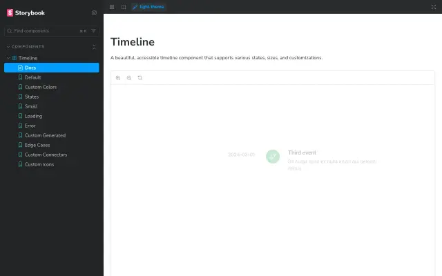 shadcn-timeline screenshot