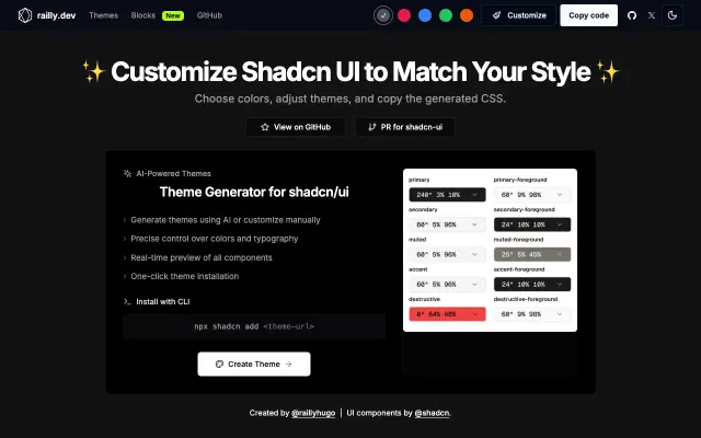 shadcn-ui-customizer screenshot