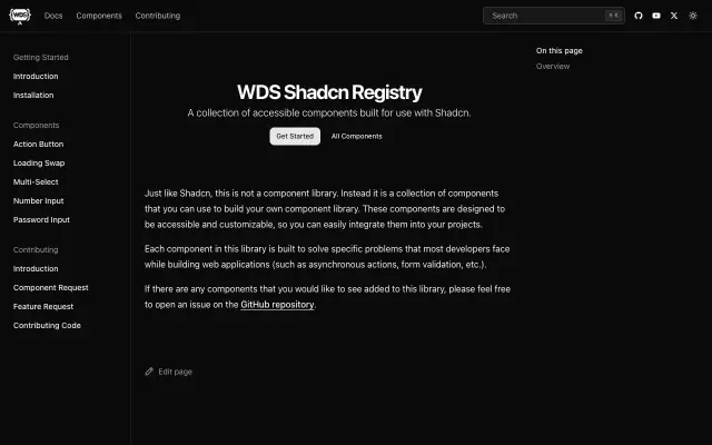 WDS Shadcn Registry screenshot