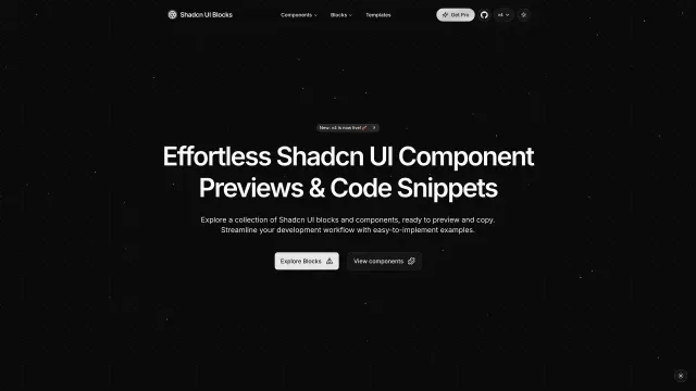 Shadcn UI Blocks template preview