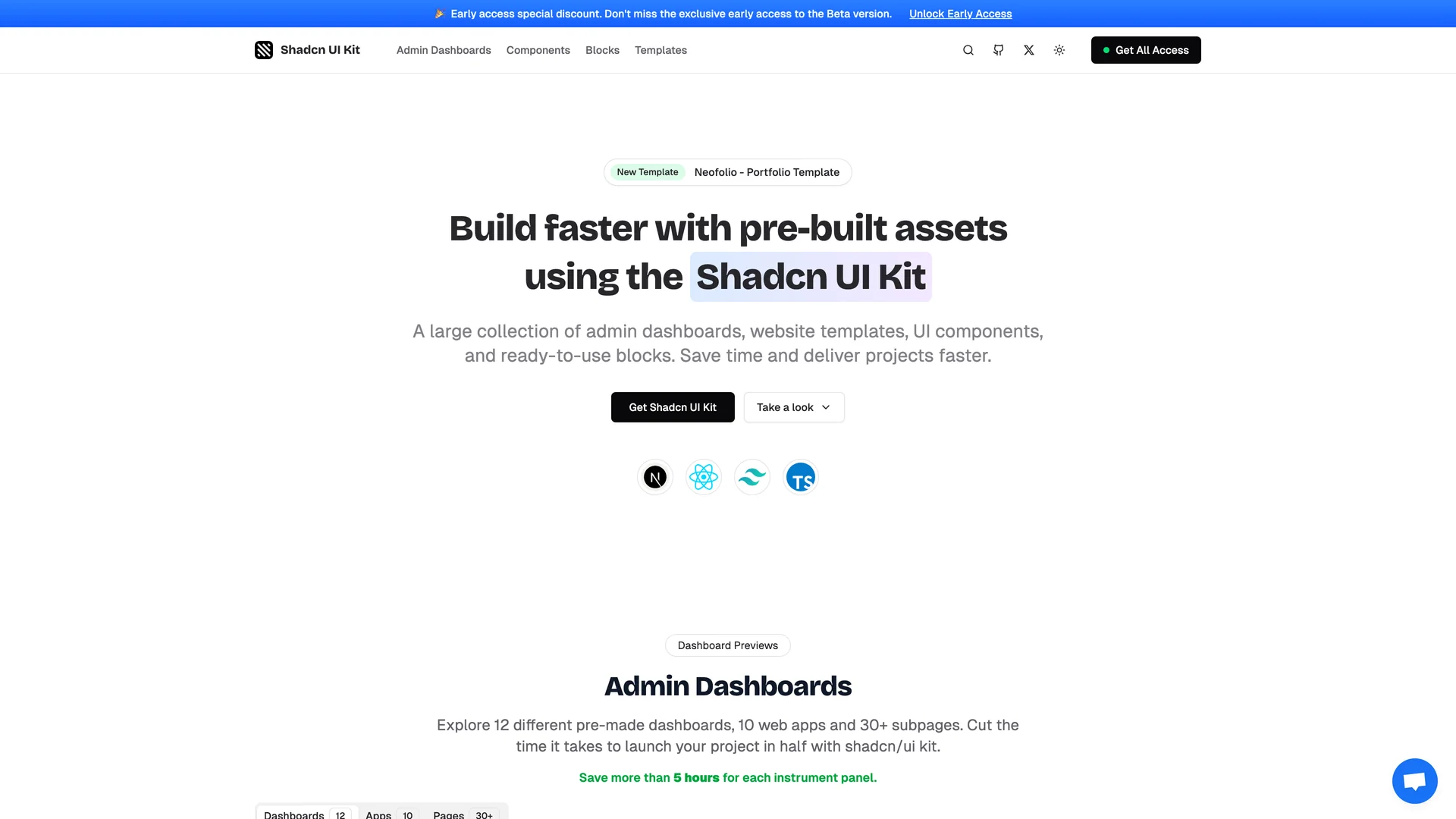 Shadcn Dashboard Free — preview