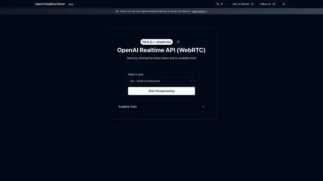 OpenAI Realtime API Next.js template preview