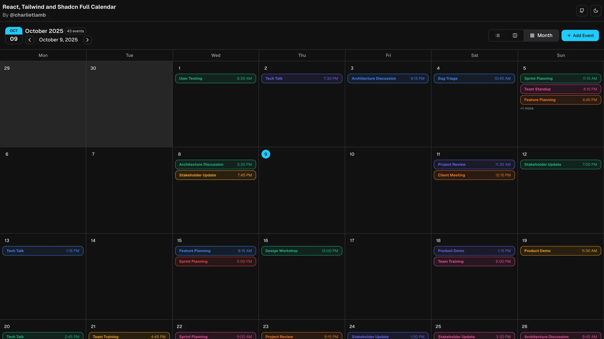 Calendar — preview