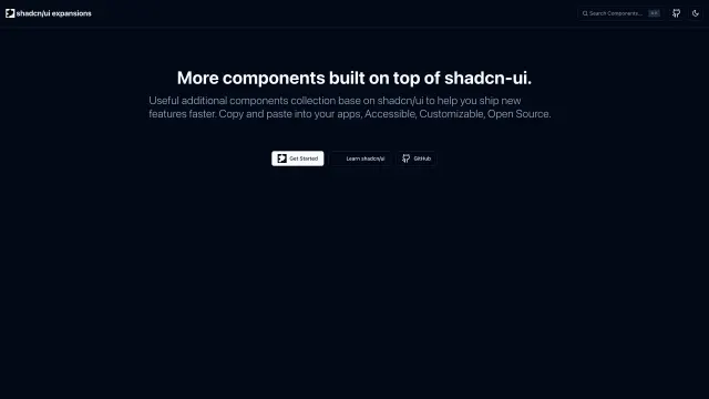Shadcn UI Expansions template preview