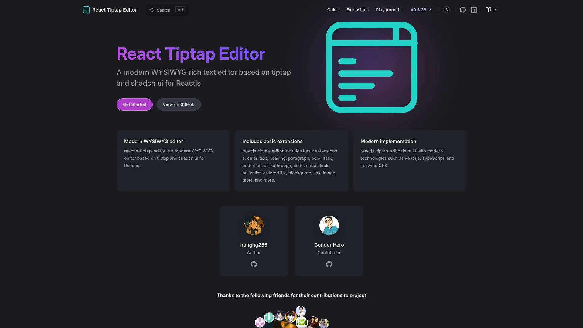 Reactjs Tiptap Editor — preview