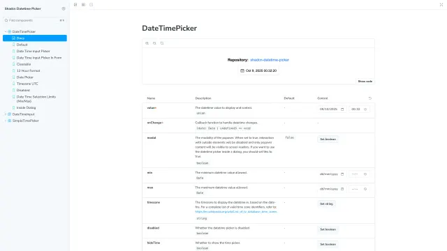 Shadcn Datetime Picker template preview