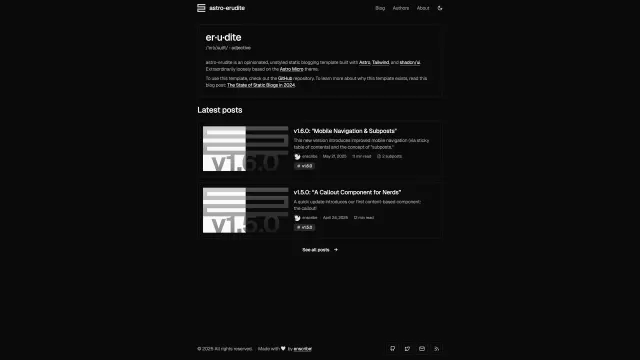 Astro Erudite template preview