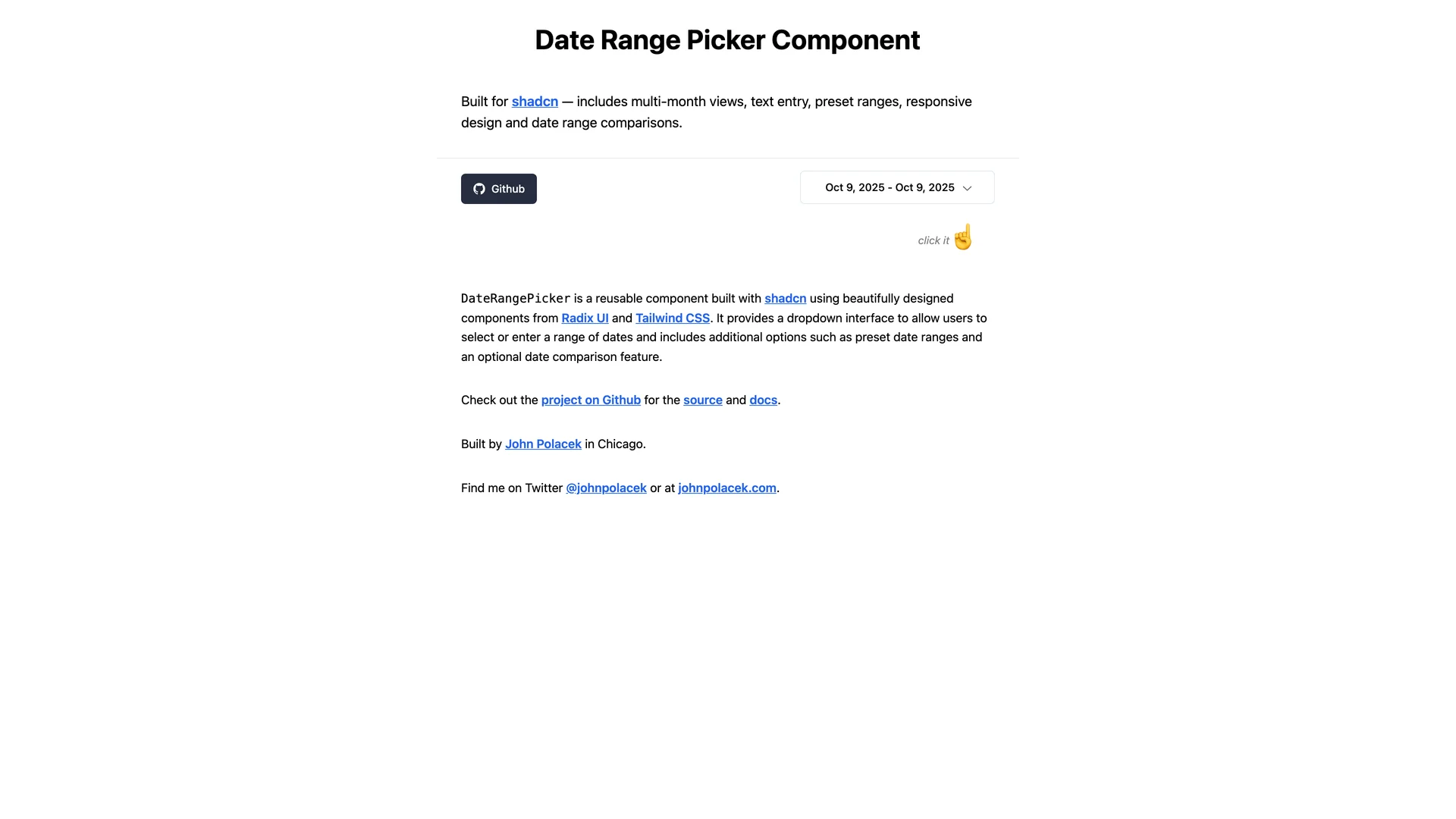 Date Range Picker For Shadcn — preview