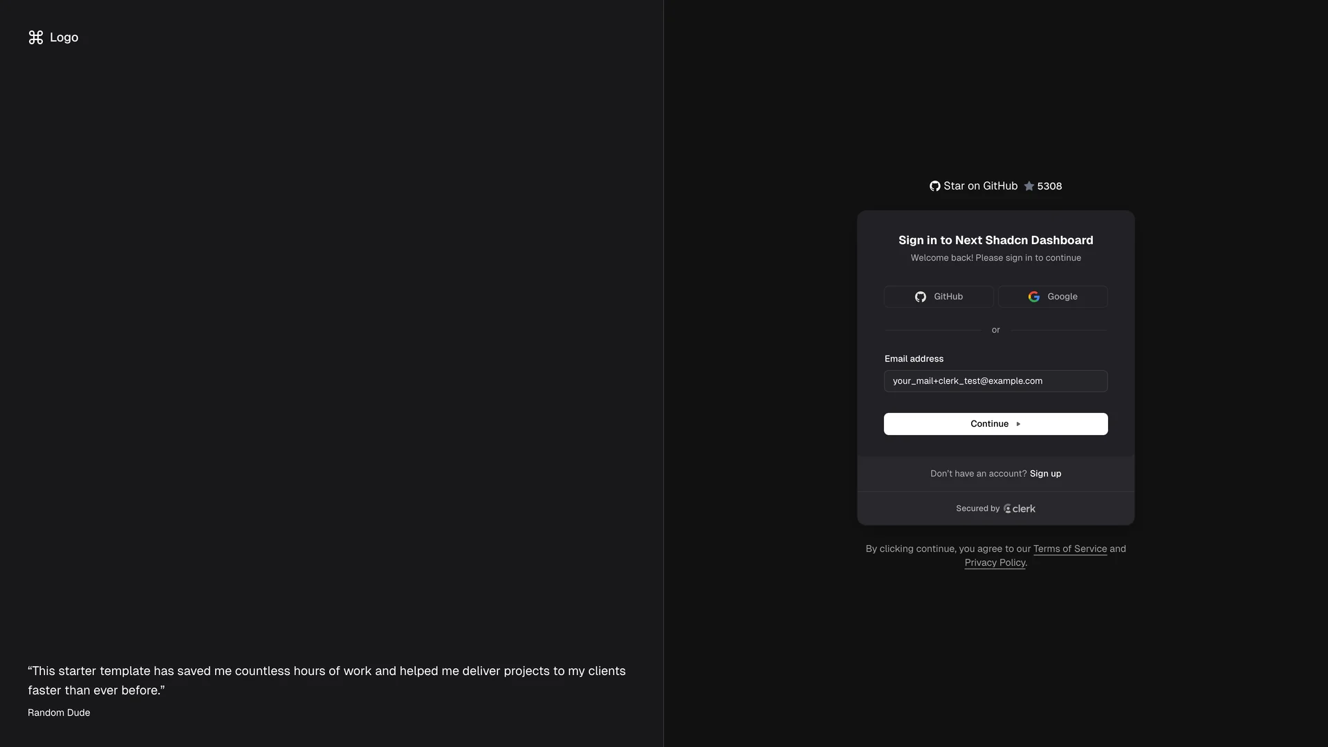 Next Shadcn Dashboard Starter — preview
