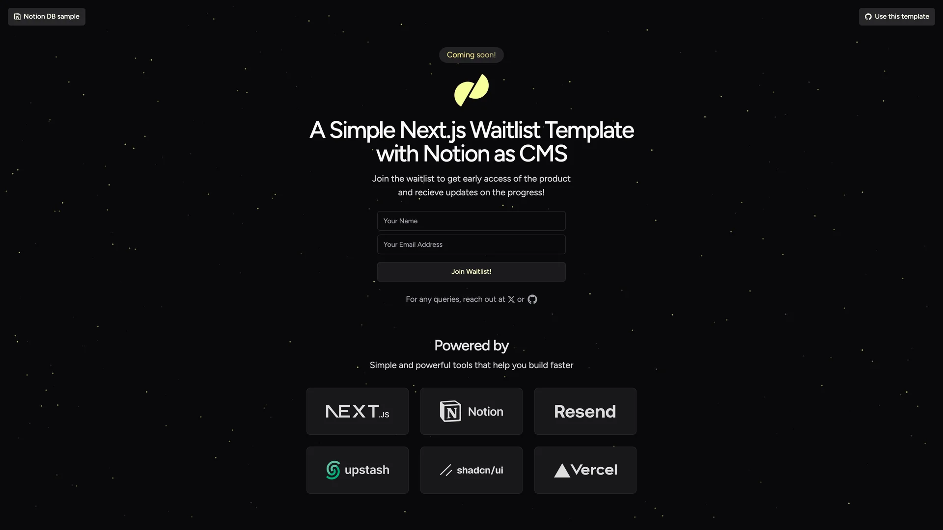 Nextjs Notion Waitlist Template — preview