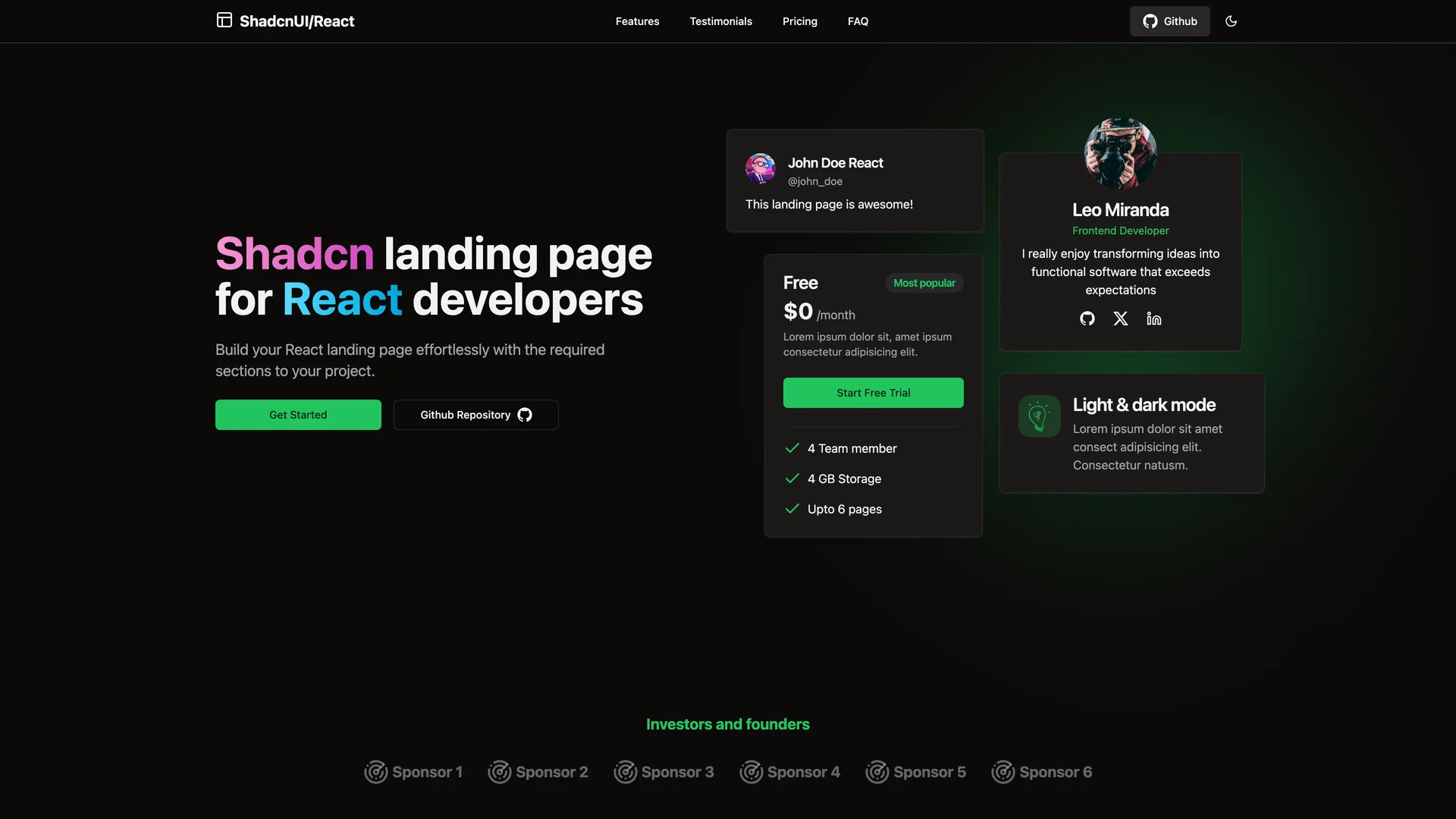Shadcn Landing Page — preview