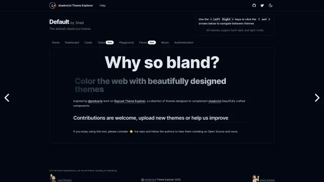 Shadcn UI Theme Explorer template preview
