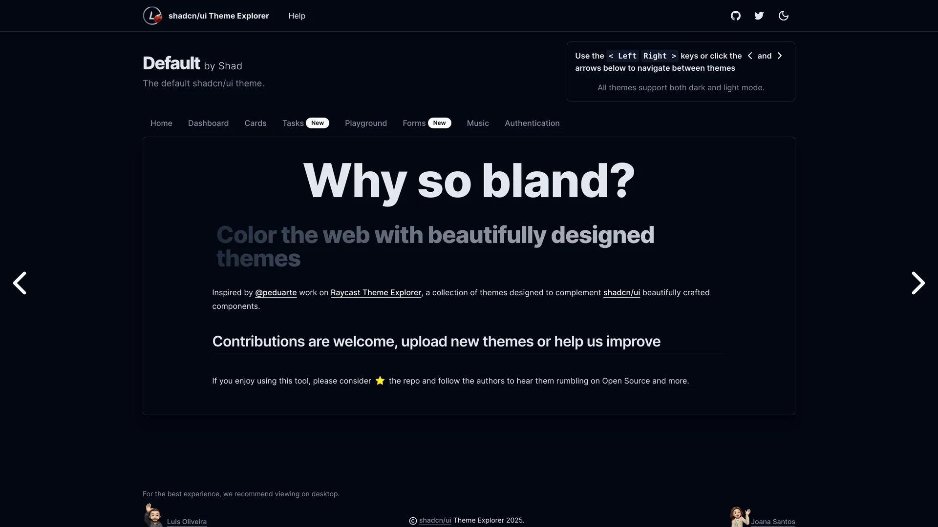 Shadcn UI Theme Explorer — preview