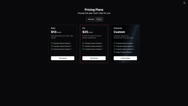 Pricing Page Shadcn template preview