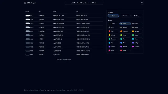 UI Colorgen template preview