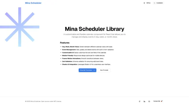 Mina Scheduler template preview