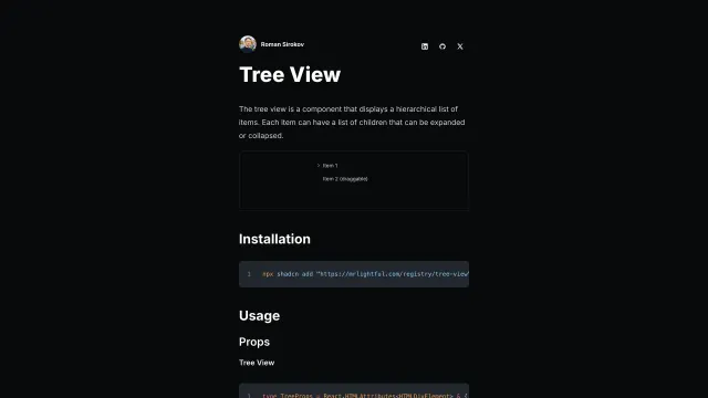 Shadcn Tree View template preview