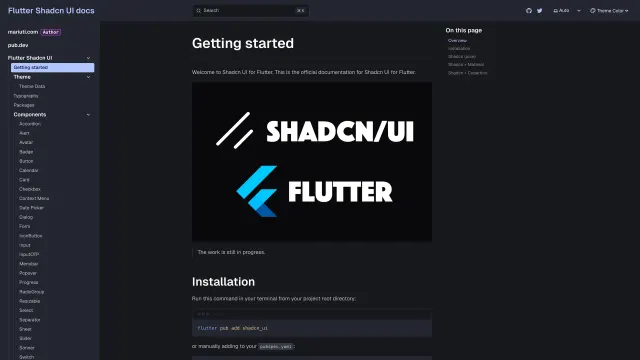 Flutter Shadcn UI template preview