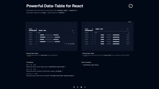 Data Table Filters template preview
