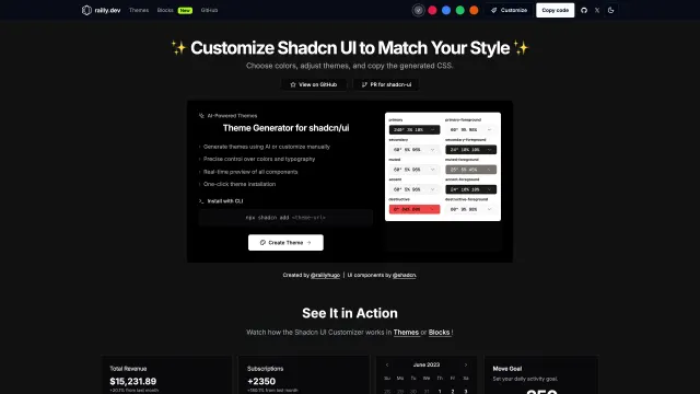 Shadcn UI Customizer template preview