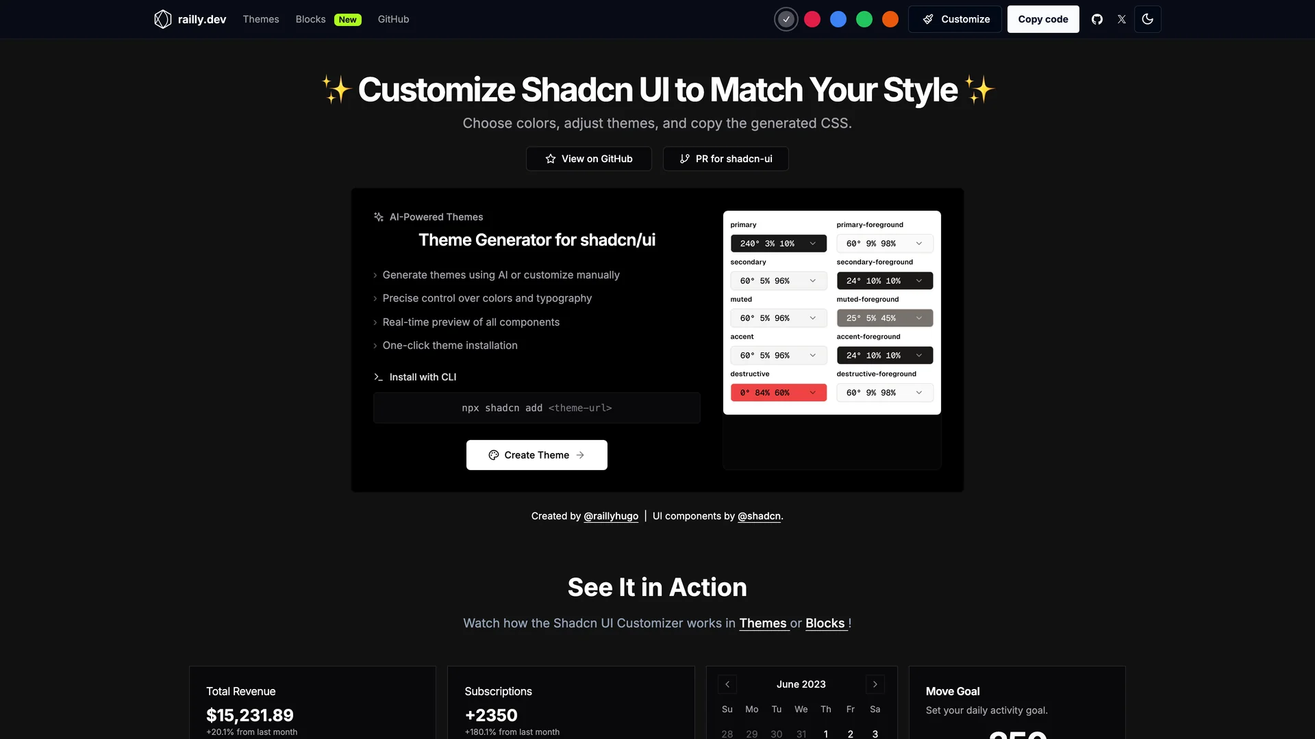Shadcn UI Customizer — preview