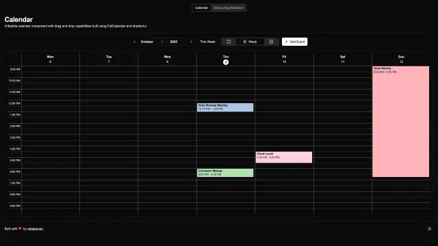 Shadcn UI FullCalendar Example template preview