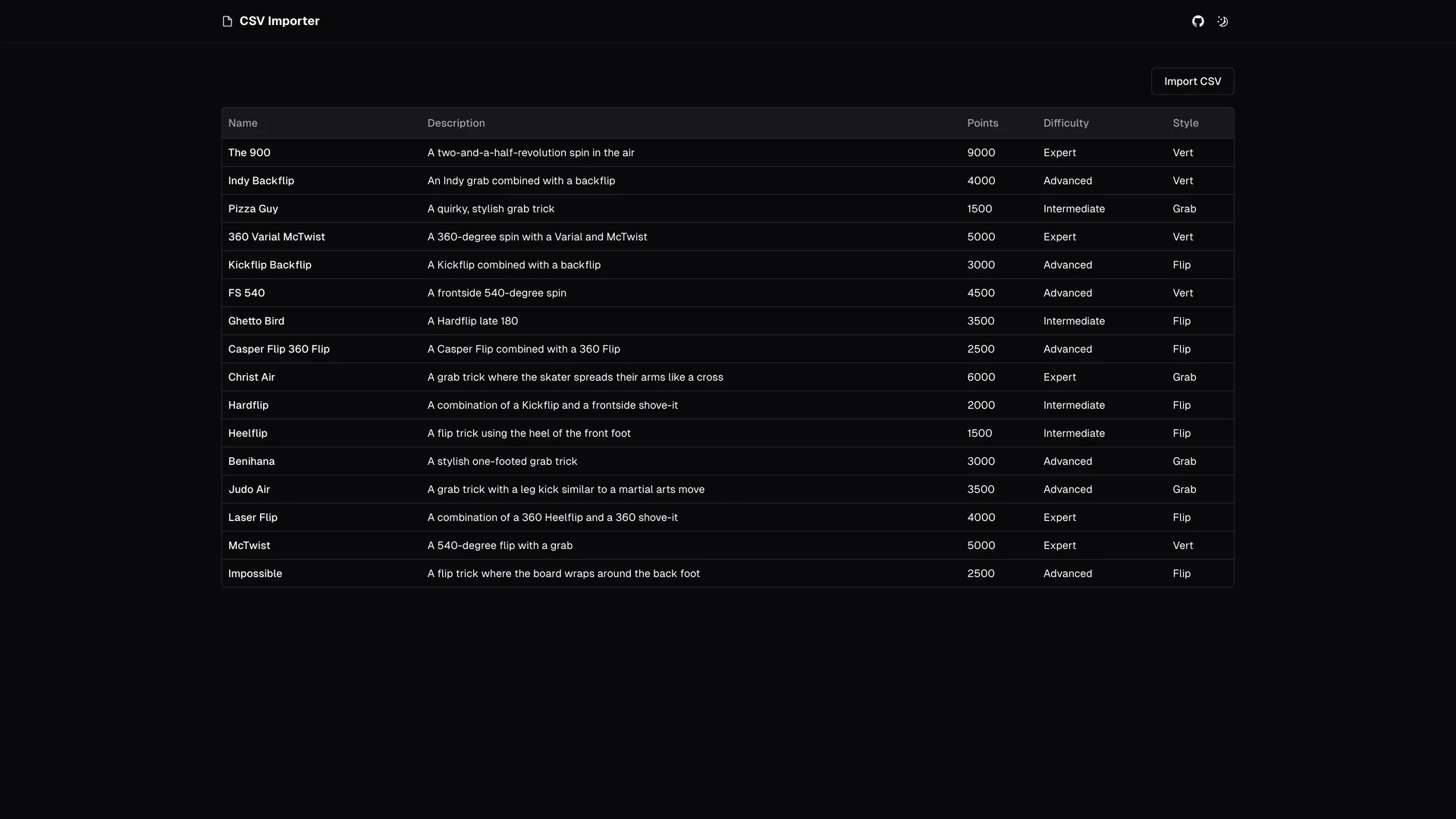 Csv Importer — preview