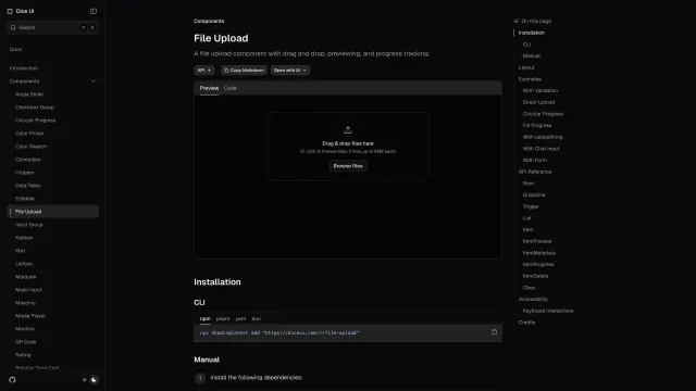 File Uploader template preview
