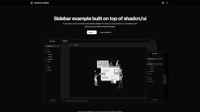 Shadcn UI Sidebar template preview