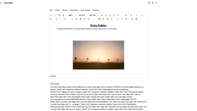 Echo Editor template preview