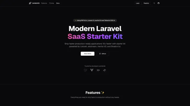 Larasonic Vue template preview