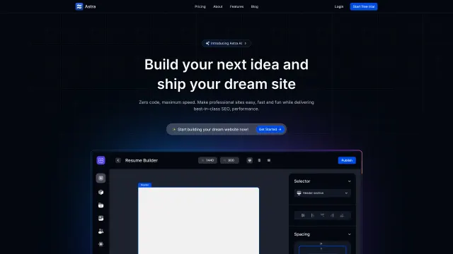 Astra template preview