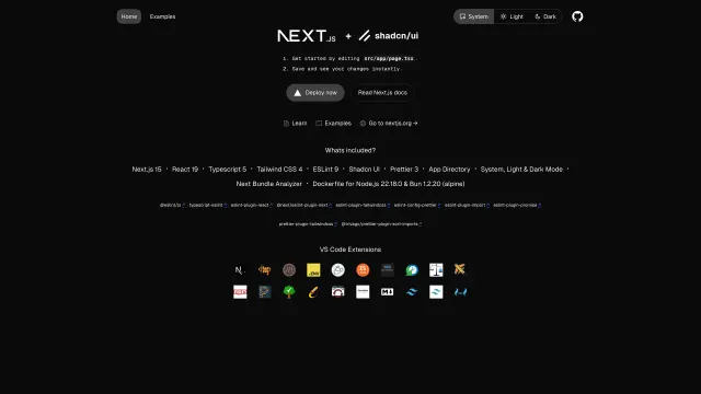 Next.js 16 Starter Shadcn template preview