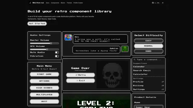 8bitcn UI template preview