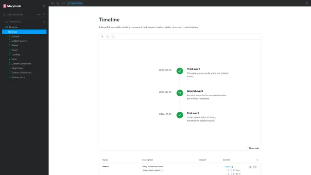 Shadcn Timeline template preview